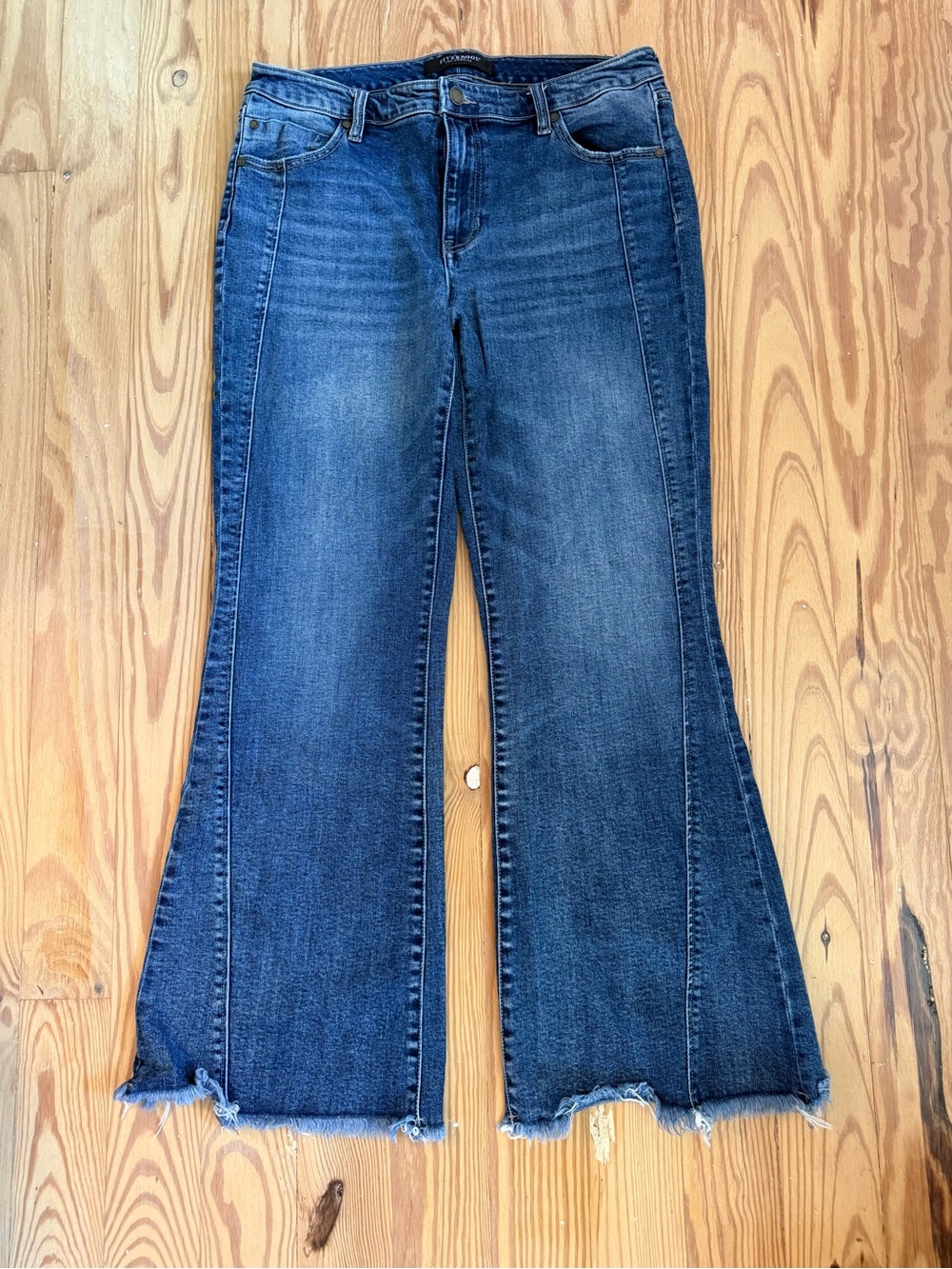 Liverpool Women's Medium Blue Flare Jeans with Raw Hem